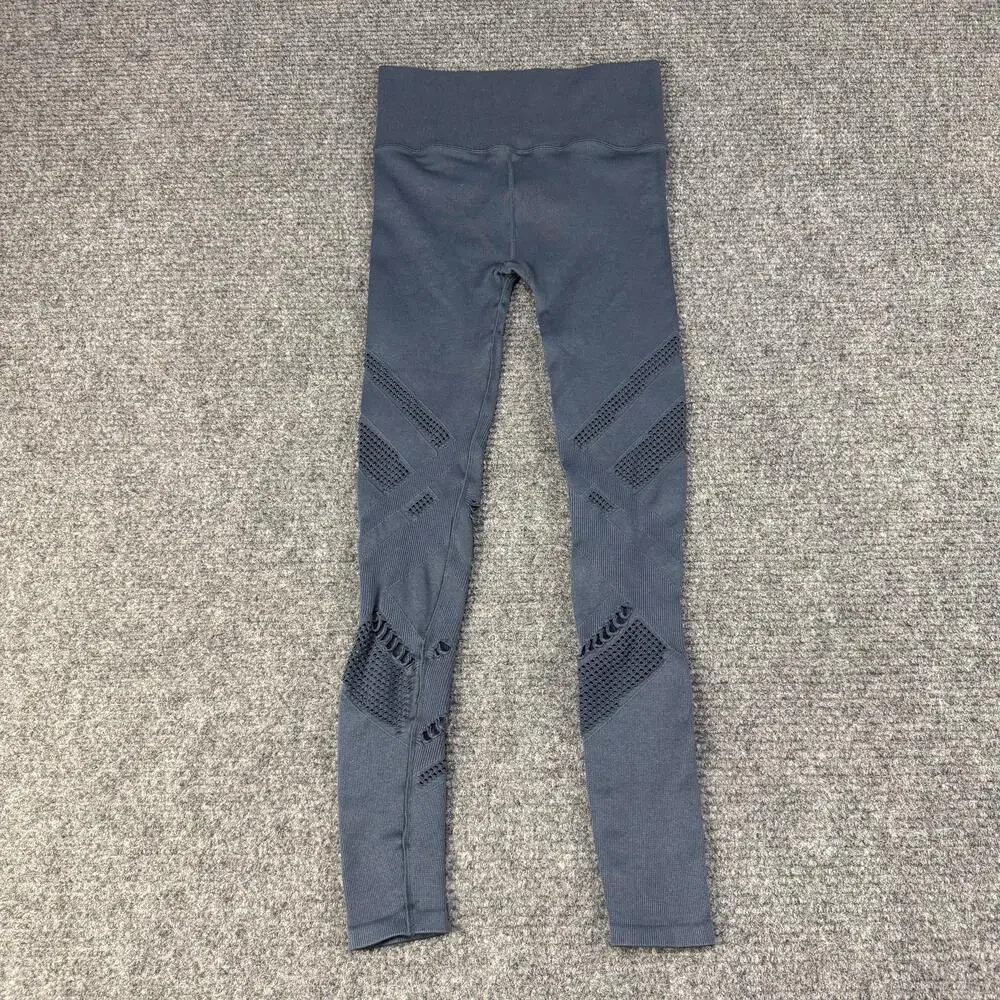 Alo Yoga Leggings Womens Small Blue Gray High Waist Ripped Warrior Leggings
